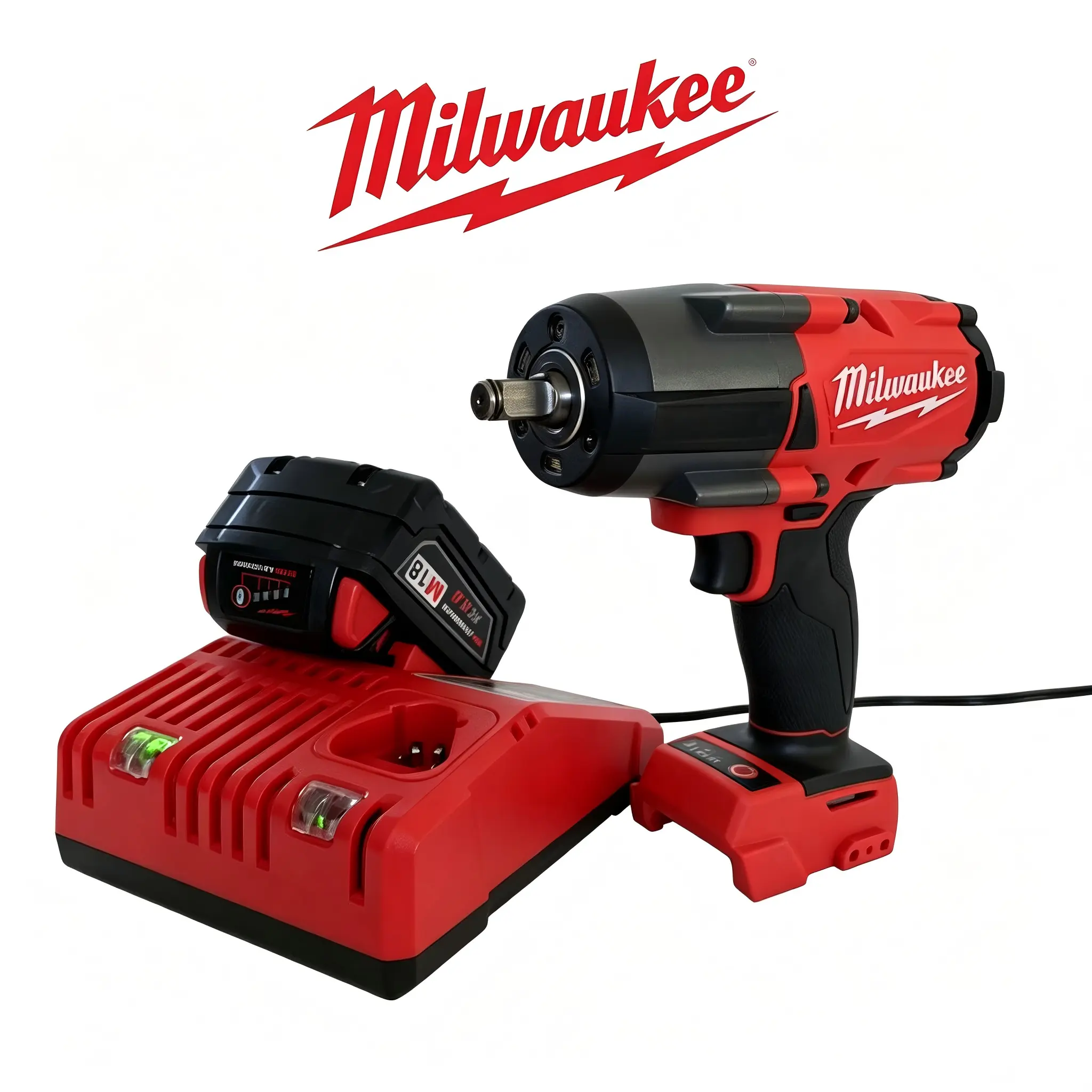 Milwaukee M18 1000N 6.0AH 1/2" Compact Brushless Impact Wrench Kit - Cordless Power Tools with 4-Mode Control, 1000 ft-lbs Fastening, 1400 ft-lbs Nut-Busting, 2400 rpm, 4.9-inch Body for Heavy Duty Repair, Equipment Servicing