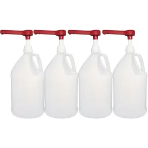 1 Gallon HDPE Plastic Jug with Pump Dispenser Made in USA - Pack of 4