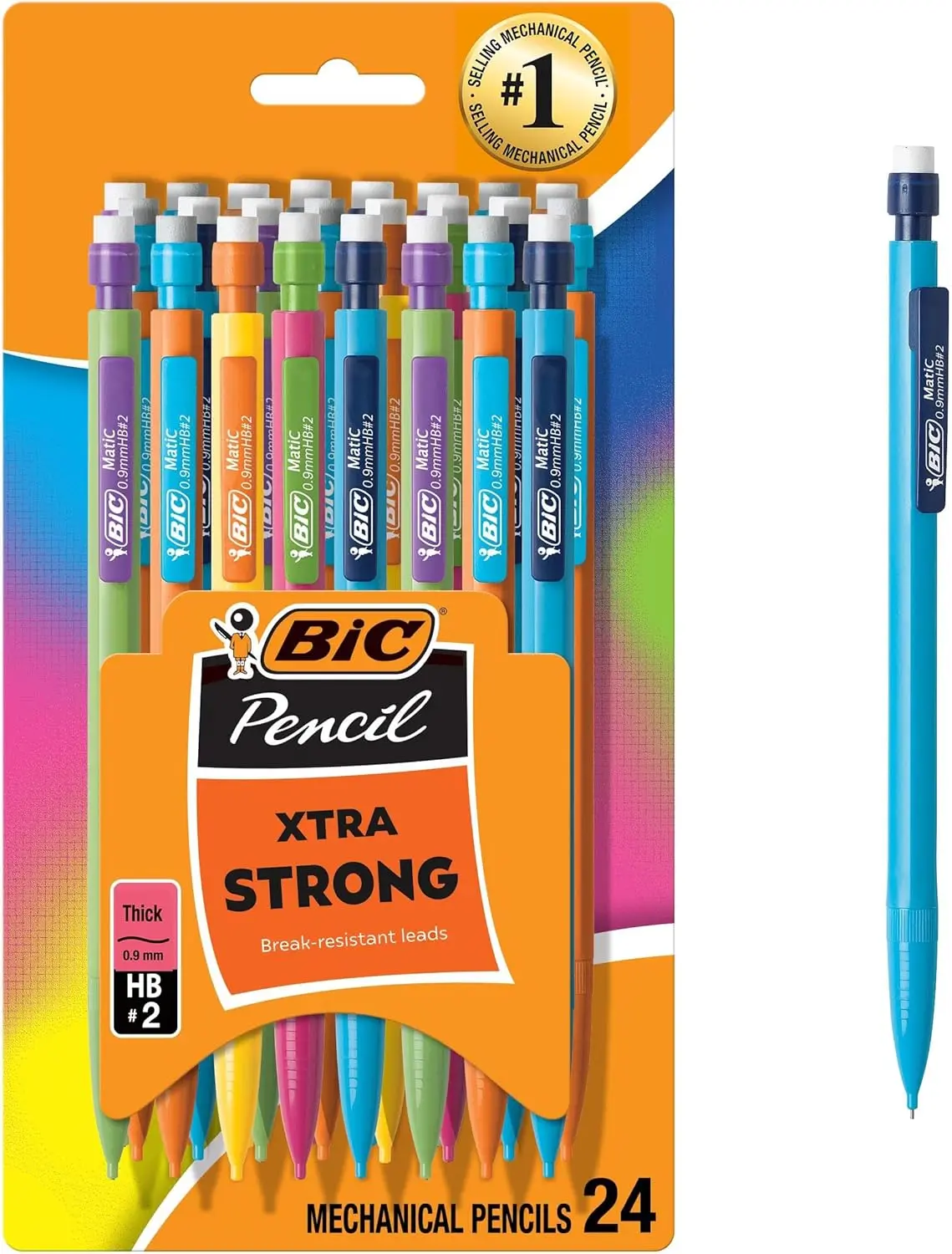 Thick Point 0.9mm Mechanical Pencils with Erasers, HB/#2 Refillable Lead, Durable Writing Pencils for School, Office, Classroom & Home, 24 Pack