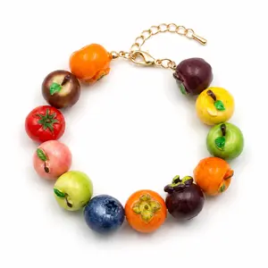 Women's Colorful 3D Fruit Beaded Bracelet - Cute Summer Jewelry for Beach Vacation Outfits