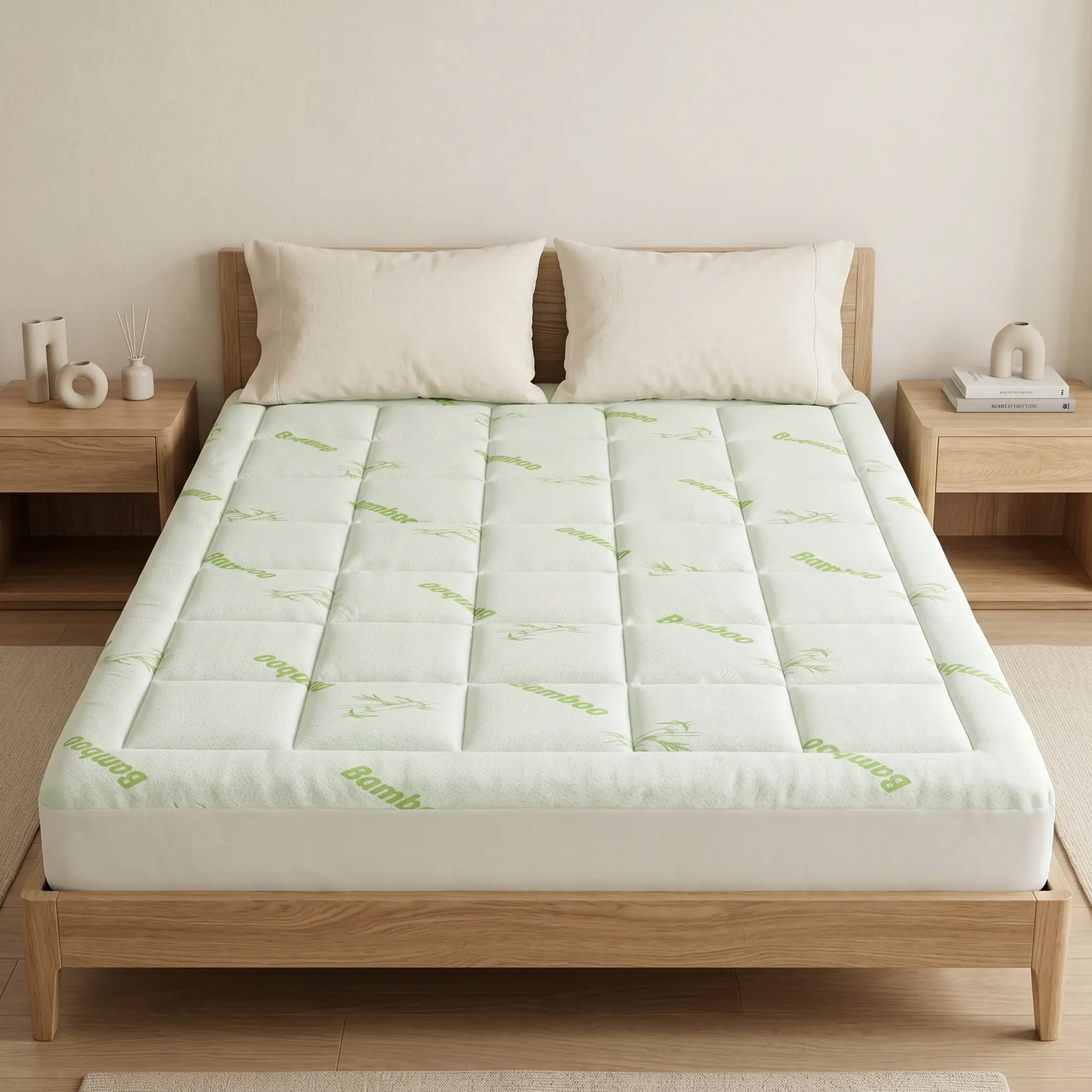 Ultra Soft Mattress Topper – Viscose Made from Bamboo Pillow Top Mattress Pad – Naturally Cooling for Hot Sleepers – Breathable Hypoallergenic Bed Topper