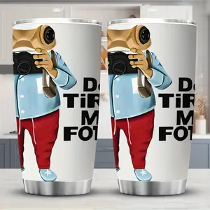 1 Cute Frog Photographer Water Bottle with Camera Design-Double-Layer Thermal Insulation Mug, Leak-Proof Thermal Mug, Suitable for Gym, Office, Travel-20 Oz Thermal Mug with Frog and Camera Pattern-Adult, Photographer, ideal Photography Gift for Animal Lo