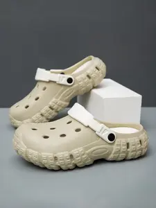Men & Women's Pink Thick Sole Clogs, Breathable Hollow, Anti-Slip Wear-Resistant, Dual-Wear Design, Home Casual, Beach Outings, Slipper