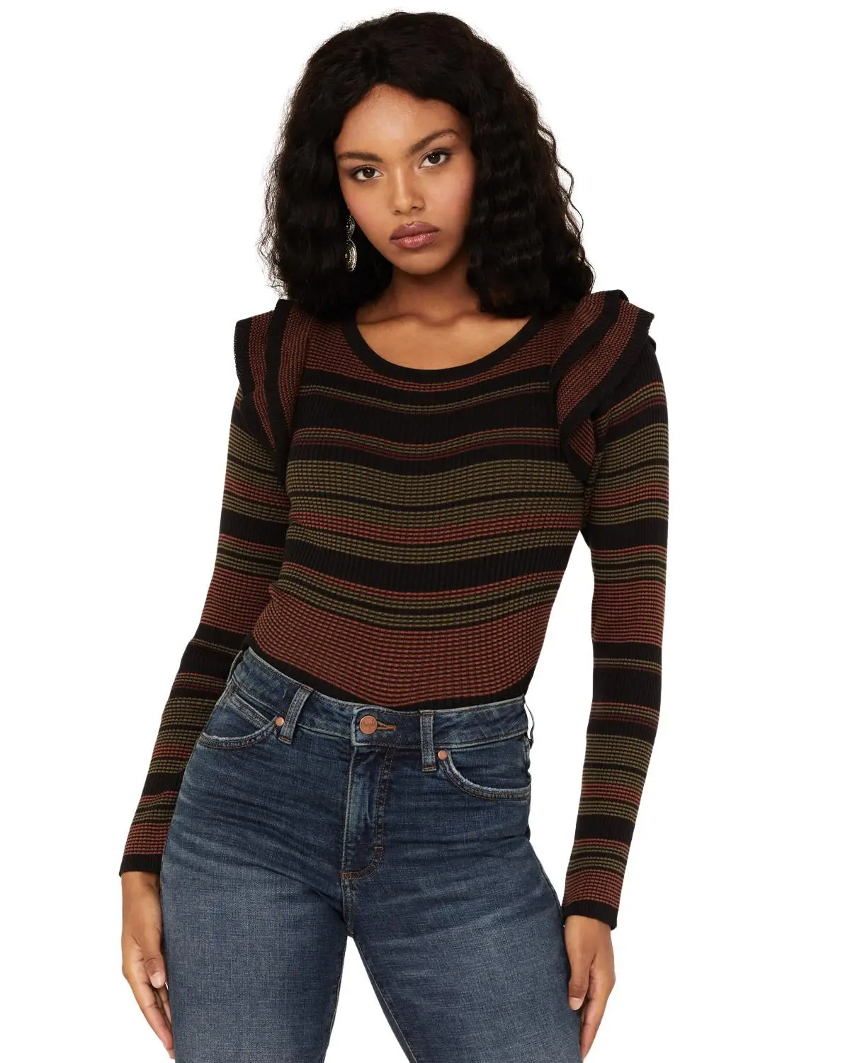 Shyanne Women's Stripe Ribbed Cropped Sweater - Swfa22sw46