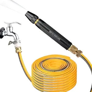 Metal Black Diamond Water Gun Set with 3 Connectors and 10 Meter Hose High Pressure Metal Water Spray Gun for Gardening Car Wash and Cleaning Ideal for Watering Plants and Lawn