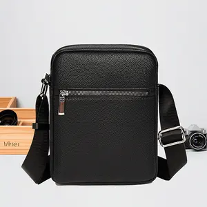 Men's Slanted Shoulder Bag,  Single-Shoulder Bag, Square Bag, Small Item Pouch. It is multi-functional, suitable for commuting, made of PU material, a casual bag with a minimalist style, and a black bag. It is an ideal gift for men.