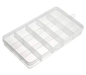Beads Storage Box - Plastic Fixed 15 Grids Clear Storage Container, Jewelry Case, Beads DIY Crafts Boxes