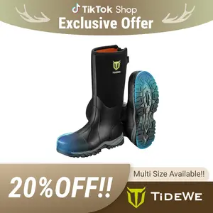 TIDEWE Puncture-Proof Work Boots with Steel Toe & Shank, Waterproof Anti Slip Wear-resistant SBR Boots for Men