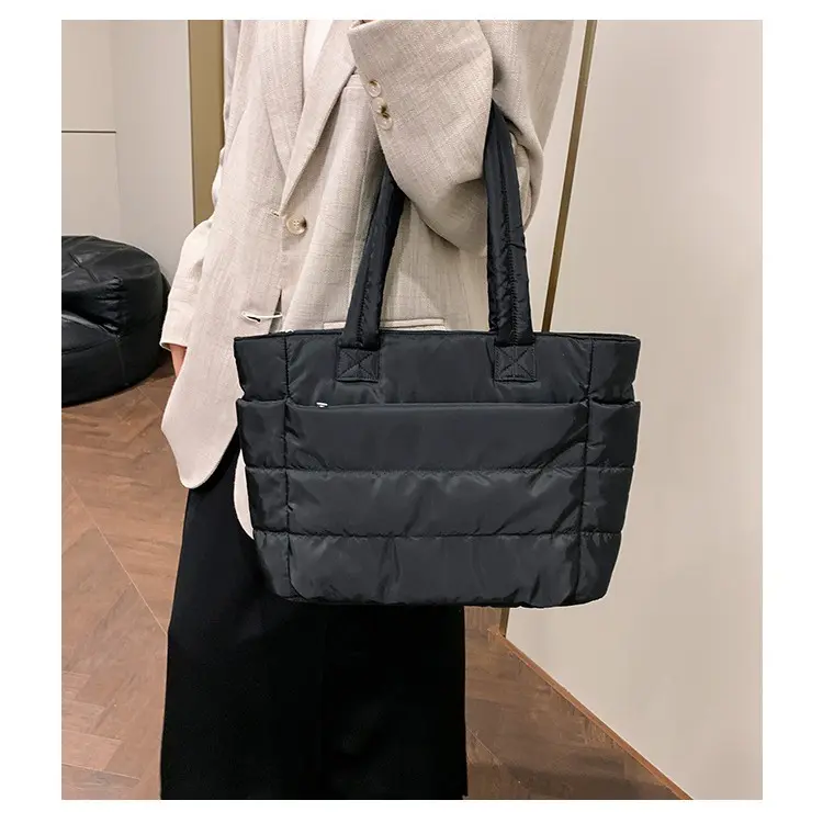 Womens Lightweight Puffer Tote Bag Quilted Cloud Purse Medium Casual Shoulder Handbag Gym Work Travel Everyday Cozy Aesthetic Outfit