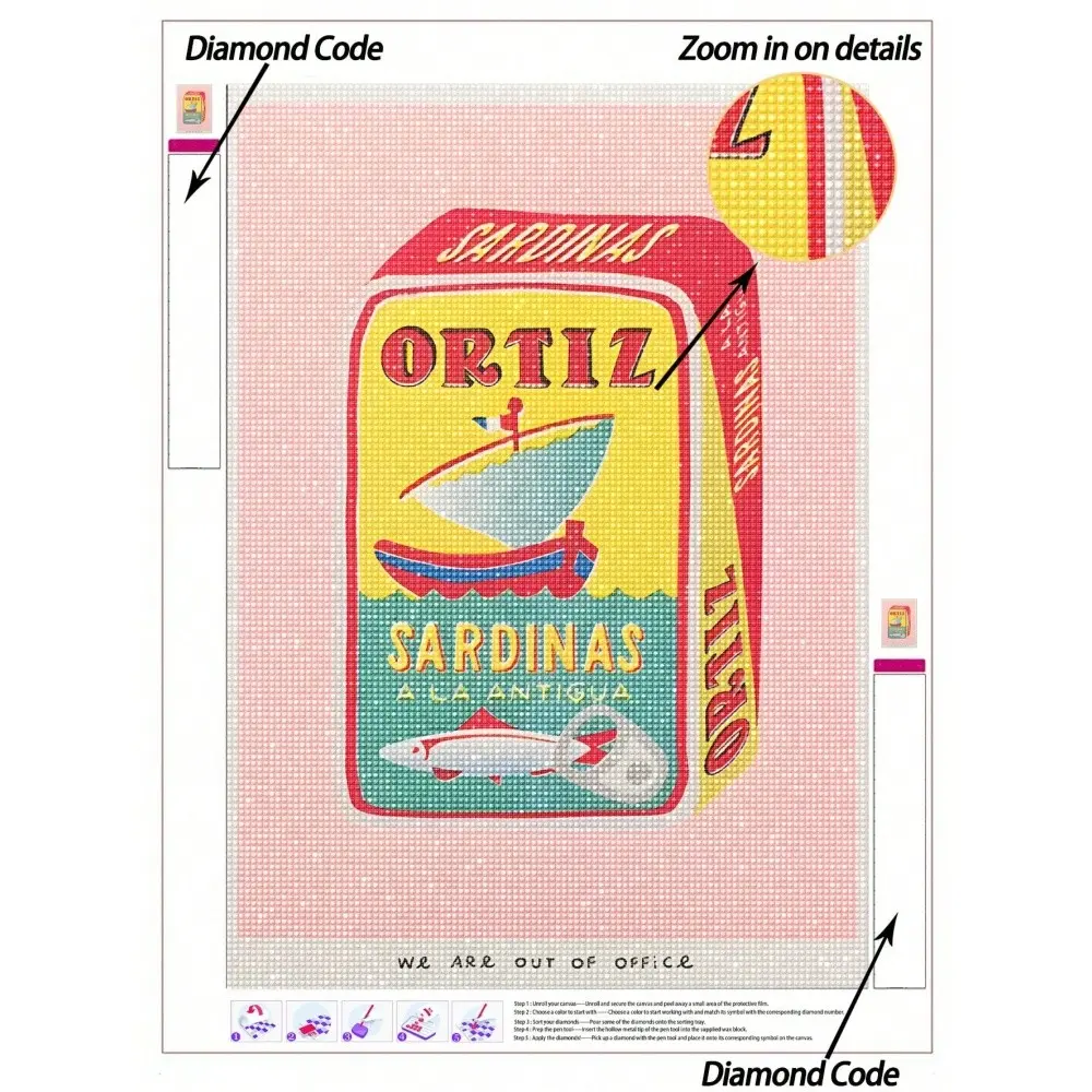 | 5D DIY Diamond Painting | Pink-Based Sardines Can Art 5D DIY Diamond Painting Kit. HD Diamond Dot Painting, Handmade Decorative Painting, Exercises For DIY Skills And Concentration. Gift Diamond Painting.