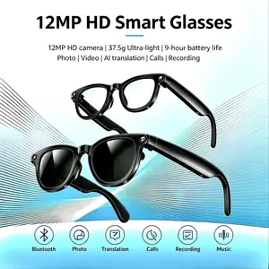 JS01PRO Smart Glasses with 12MP HD Camera, AI Translation, Video Recording, Calling, and Photography