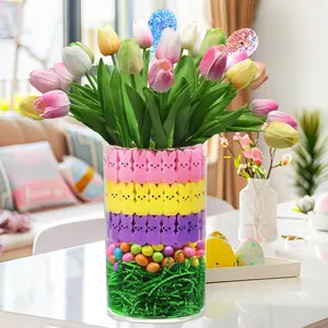Easter Decorations,Easter  Decor,15 Artificial Tulips with 45 Bunnies Vase Filler Set, Spring Decor for ,Table & Centerpieces