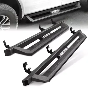YITAMOTOR Drop Running Boards Compatible with 2015-2025 Chevy Colorado/GMC Canyon Crew Cab, Off-Road Side Steps, Black Powder Coated Nerf Bars Heavy Duty Aluminum Running Boards Car Accessories Tow Hook Mount Plate
