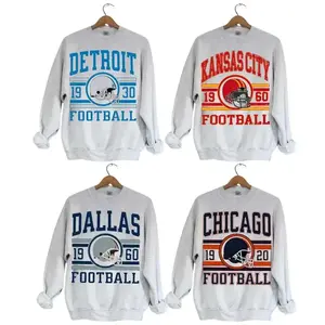 [Promotion up to 50%] All teams football round neck sports shirts - gray white, neutral classic fit, soft pullover, retro style sports fan clothing for match days-RAIMENTRY