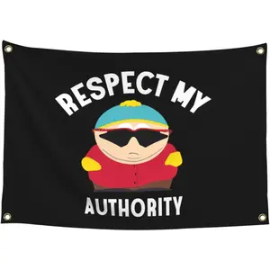 Respect My Authority Flag 3*5 Ft Polyester Banner Meme Funny Flags with Four Grommets for College Dorm Room Wall Decor 36 * 60in Gifts, Black