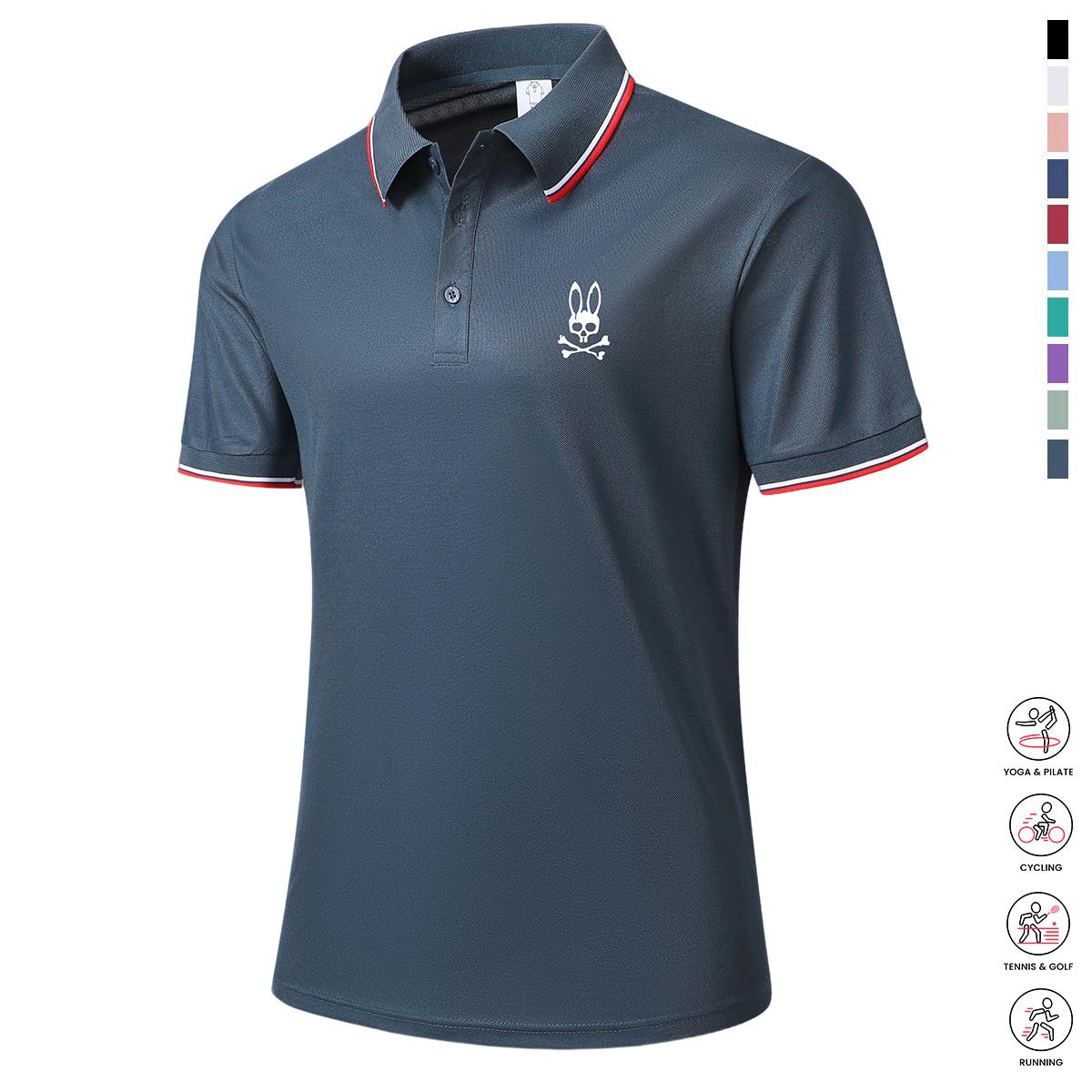 Men&rsquo;s casual short-sleeve polo shirt set, 4 pieces, mixed colors; printed polo shirts, breathable and cool, suitable for all seasons&mdash;an ideal choice for holiday gifts.