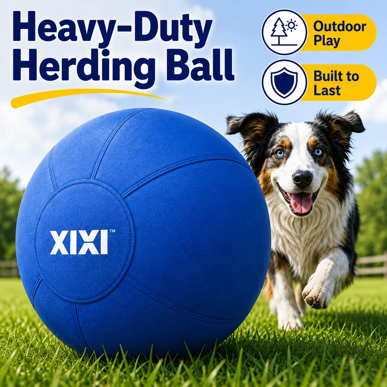 xixiPup Large Dog Interactive Push and Chase Ball, Durable Oxford Fabric Zippered Cover Exercise Toy for Outdoor Training, Multi-Size Complete Set (18 in, 22 in, 25 in)