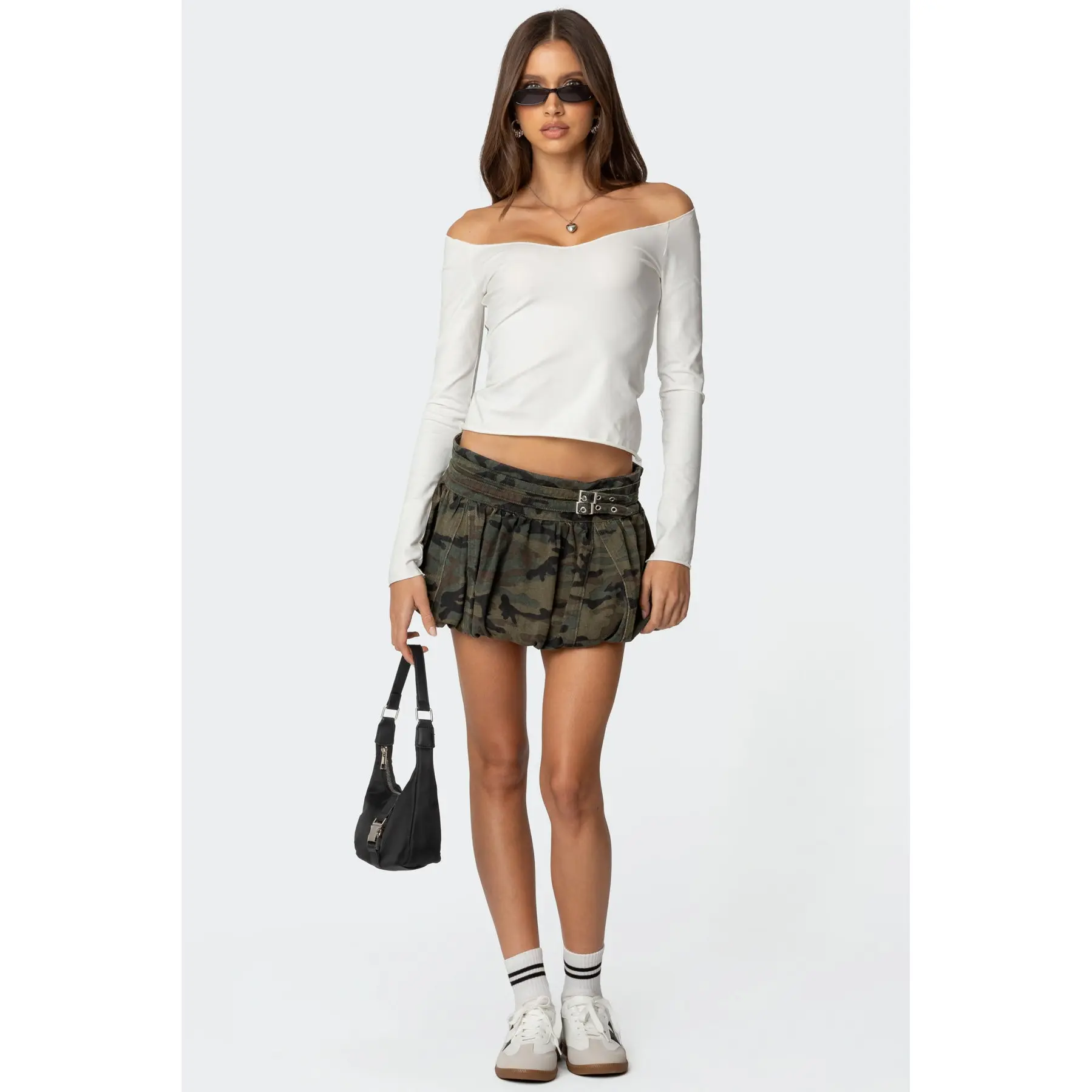 Camo Belted Bubble Mini Skort