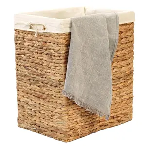 Vintiquewise QI004242.L Handmade Rectangular Water Hyacinth Wicker Laundry Hamper with Lid Natural, Large