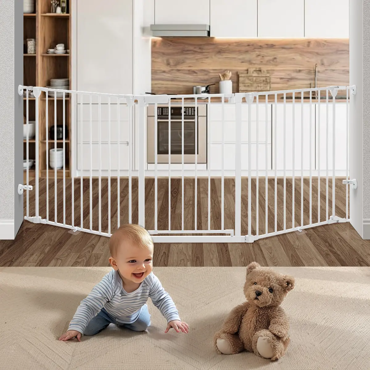 PAWGIANT 80" Extra Wide Baby Gate with Door, Dog Gates for The House Doorways Fireplace, Auto Close Baby Fence Play Area, Walk Through Pet Gate, Hardware Mounted, 3-Panels (30" Tall, White), Mother's Day Gift, dealsforyou, summerwins, restock, DFYD