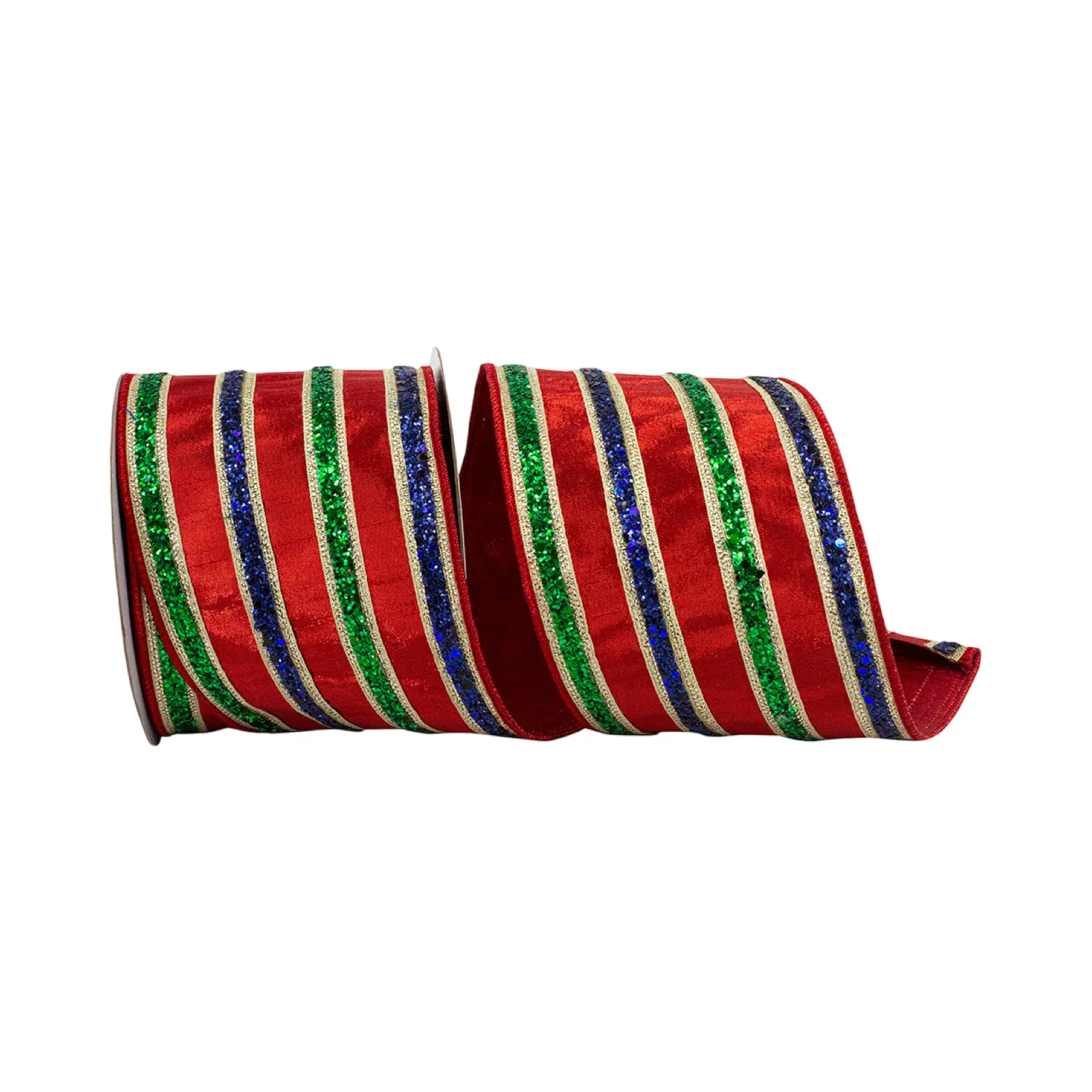 Multi Glitter Stripe Nutcracker Deluxe Ribbon, 4" X 5YD