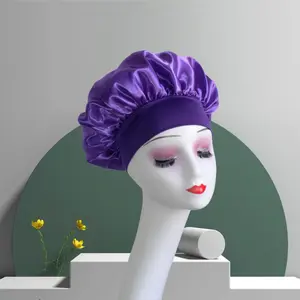 Purple Satin Sleep Cap for Women - Soft & Comfortable Hair Protection Bonnet - Ideal for Overnight Use - Gentle on Hair