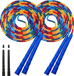 Double Dutch Jump Rope Long Jump Rope 16 FT 1 Pack/2 Pack, Adjustable Soft Beaded Diy Jump Rope for  Adult Long  for 5-6 Jumpers