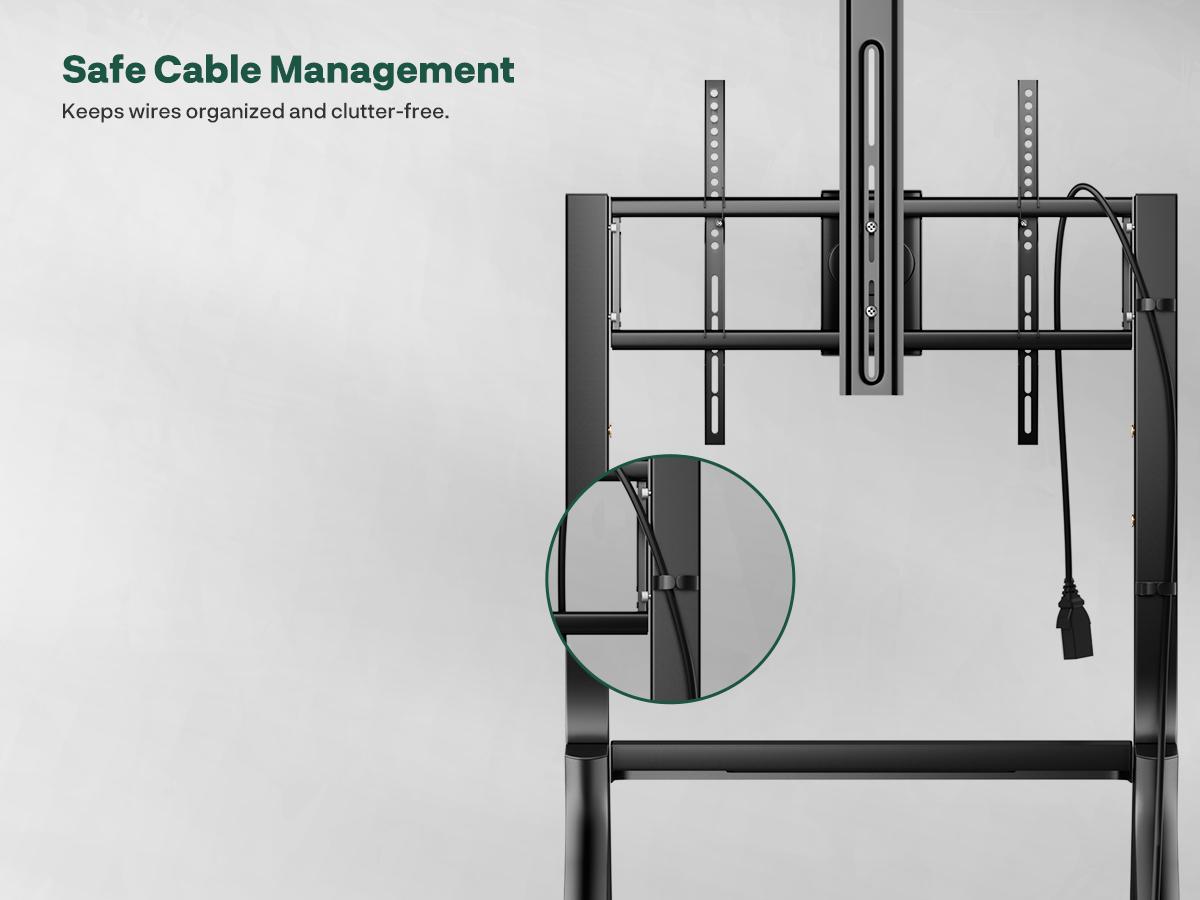 SYLVOX Outdoor TV Y-Type Rolling TV Cart Stand for 43-55 Inch TVs – Waterproof, Heavy-Duty Alloy Steel, 360° Locking Wheels, Adjustable Height & Shelf, VESA 100x100-700x500mm (Max 80kg/176lbs)