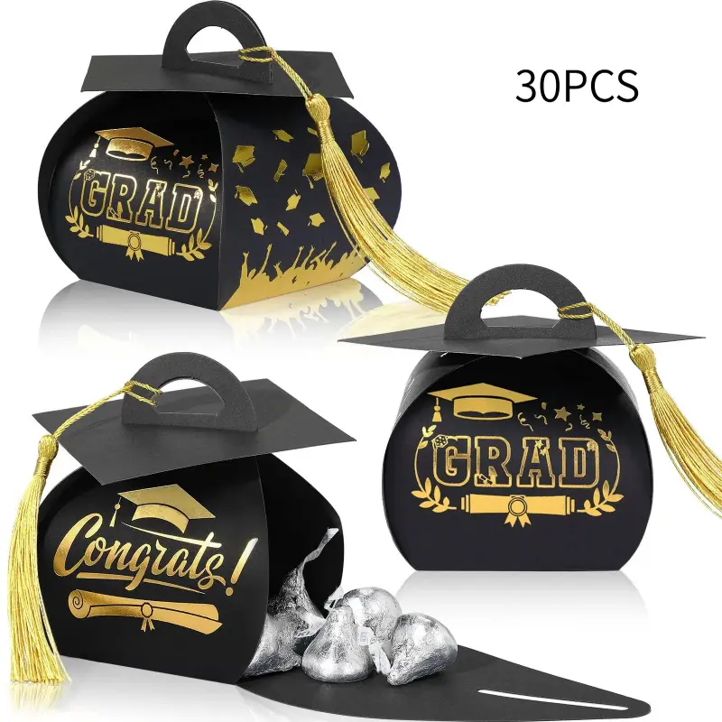30 Pcs Graduation Cap Gift Boxes for presents Classy Gift Box Graduation Party Favors Graduation Gifts Class of 2026 Candy Box with Tassel Table Centerpieces Graduation Decoration Treat Candy Boxes for Grad Party Supplies