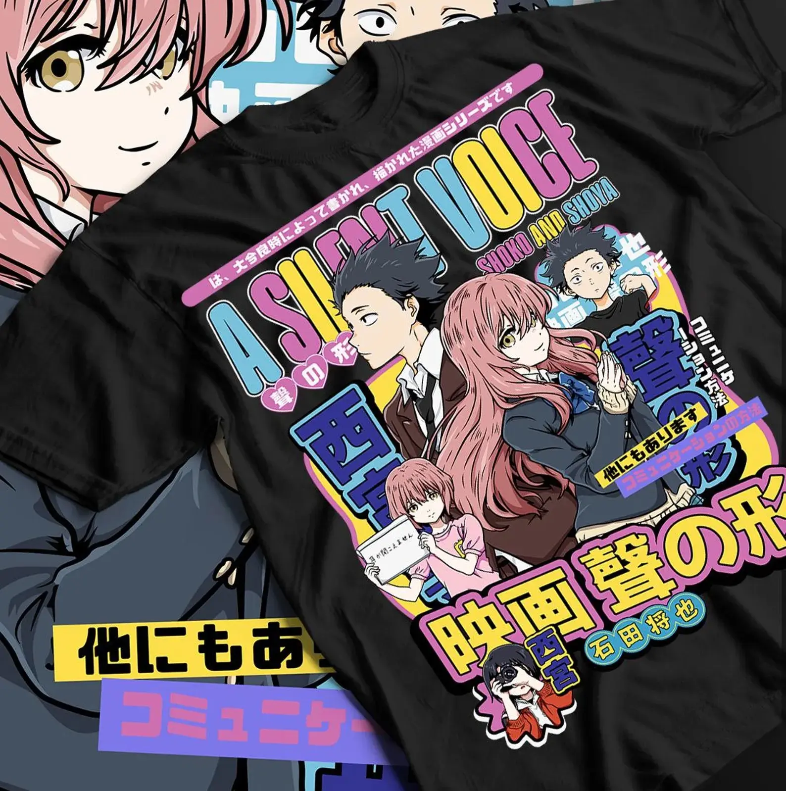 A Silent Voice Shoko Shoya Anime Graphic T-Shirt | Vintage Japanese Manga Aesthetic Unisex Heavyweight Tee | Premium Gildan Soft Cotton Streetwear Top Gift for Otaku