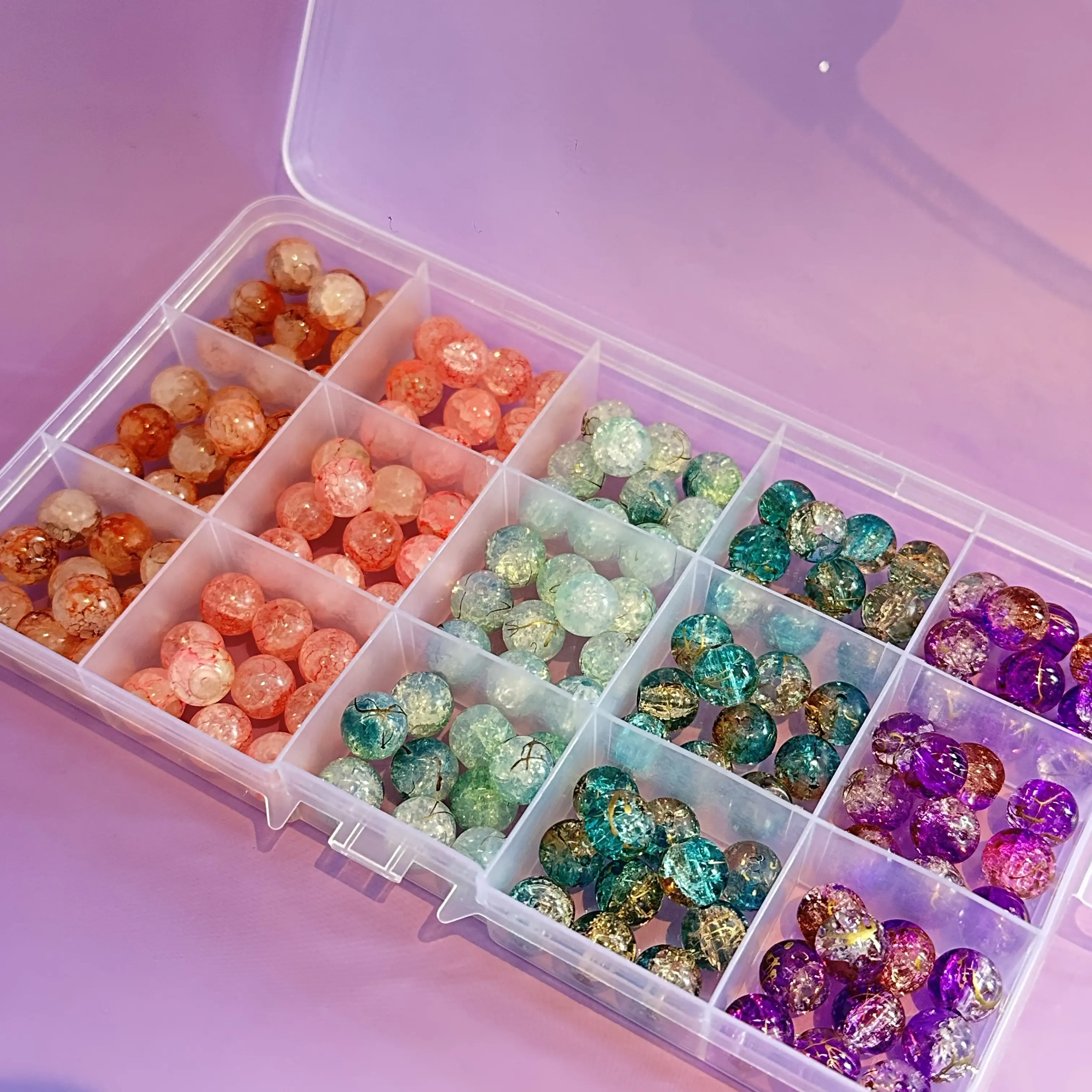 【B75】【Vintage Color Glass Beads】10mm Rainbow Mix For DIY Jewelry Making