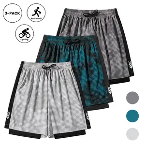 Summer men’s 2-in-1 faux two-piece quick-dry athletic shorts—breathable, comfortable, wrinkle-resistant—ideal for outdoor fitness activities