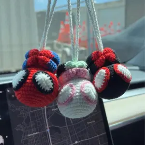 Handmade Crochet Spider Hero Car Charm, Cute Rearview Mirror Hanging Ornament, Amigurumi Gift