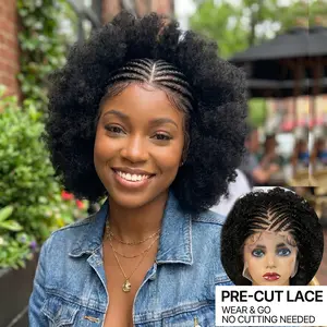 Afro Curly Cornrow Braided Wig Style Natural Looking 11X5 Lace Front Synthetic Braid Wig Lightweight Party & Daily Wear for Women Beginner Friendly Wig #summervibes #TikTokShopStockUp