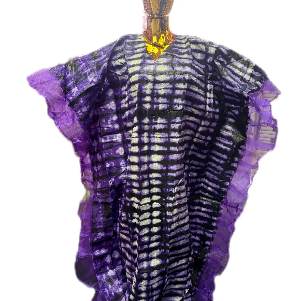 Zps Bubu Kaftan Gown with Head Wrap and Asooke - Vibrant Pink Traditional African Clothing for Women