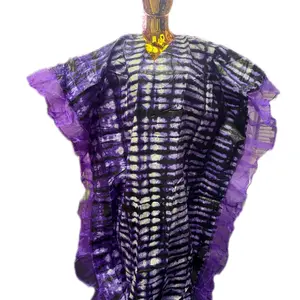 Zps Bubu Kaftan Gown with Head Wrap and Asooke - Vibrant Pink Traditional African Clothing for Women