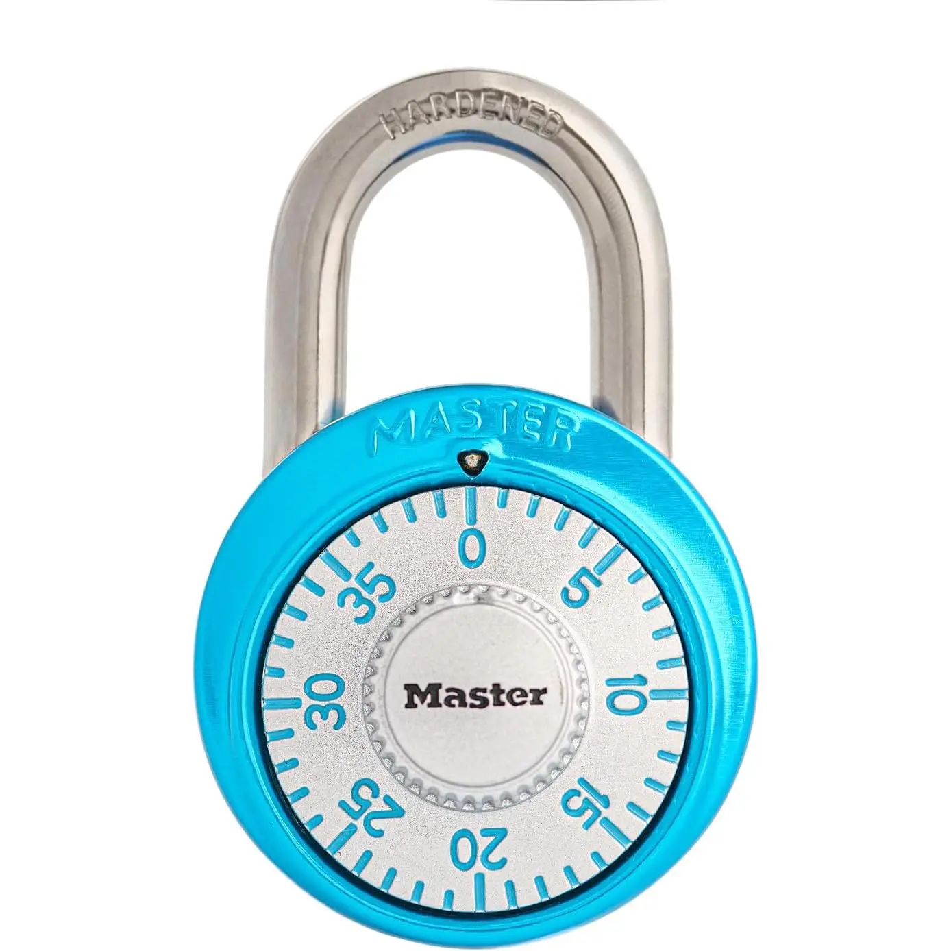 3-Digit Keyless Combination Padlock (Bright Light Blue, 1561DLTBLU) - Aluminum Cover, Metal Body, Anti-Shim, Automatic Locking Lever, 1500 Combos, 1-7/8in Wide, 3/4in Shackle, 9/32in Diameter, Limited Lifetime Warranty - for School Lockers, Bikes, Sports