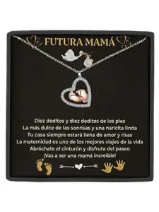Mom-to-Be Baby Feet Heart Necklace with Message Card and Gift Box Gift From Bump Expecting Mom Jewelry Sentimental Necklaces Heart Shaped Necklace