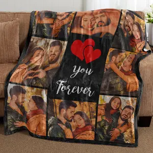 Ships Next Day, Couple Gifts Custom Blanket with Photos Personalized Flannel Throw Blankets Gifts for Boyfriend Girlfriend Customized Blanket Personalized for Wife