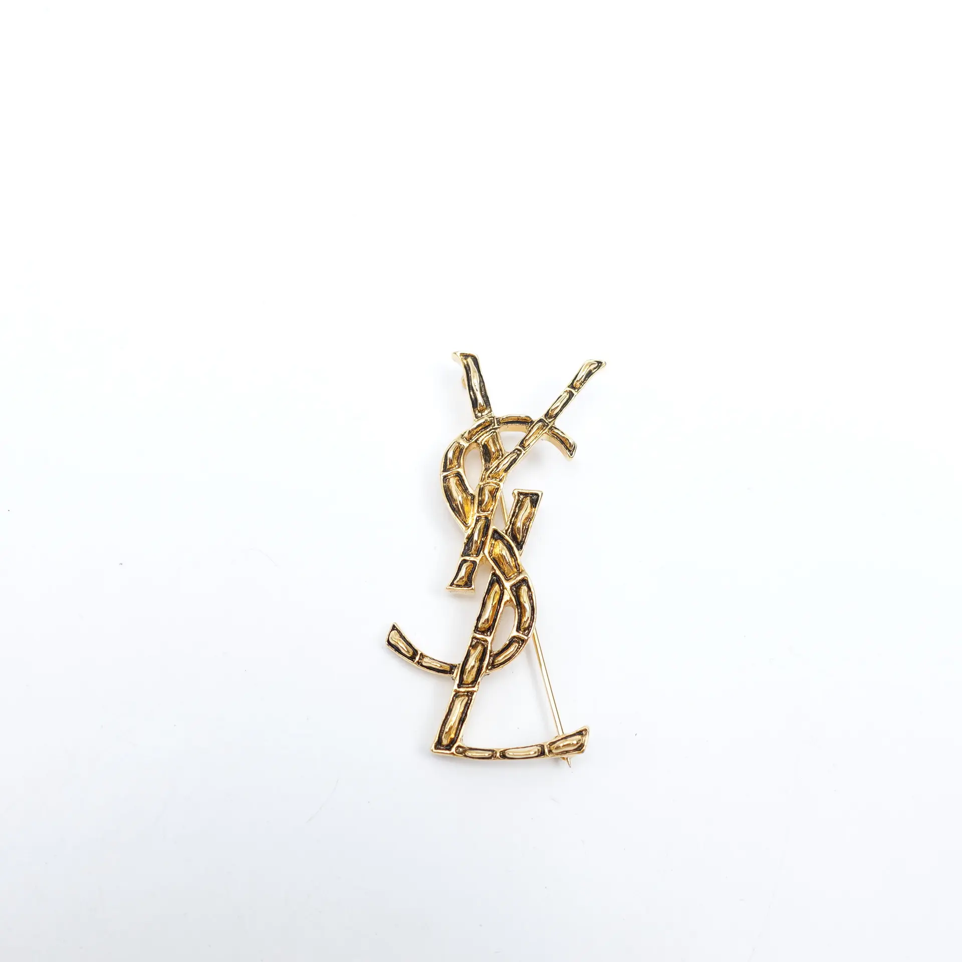 Pre-owned Saint Laurent Gold Metal Brooch T10424913