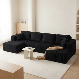 【Shipped in 2 or 3 packages】Popular No Assembly Needed 132'' U-Shape Oversized Cloud  sofa Couch - Corduroy Modular Sectional Sofa with 6 Soft Pillows, Deep Seat Boneless Upholstered Couches for Living Room