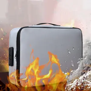 Fireproof & Waterproof File Bag with Lock, 1 Count Portable Large Capacity Storage Box, Home Organizer for Important Document, Jewelry, Cosmetic, Fireproof File Folder
