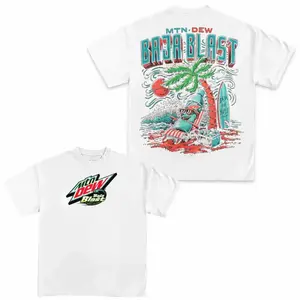 Summer 2026 Streetwear   [100% Cotton] Mountain Deew Baja Blast Chill On The Beach 2-sided T-Shirt, Us Culture Drinking Graphic Tees, Summer Outfit Ideas Womenswear Cottons Men Casual,Unisex Graphic Tee