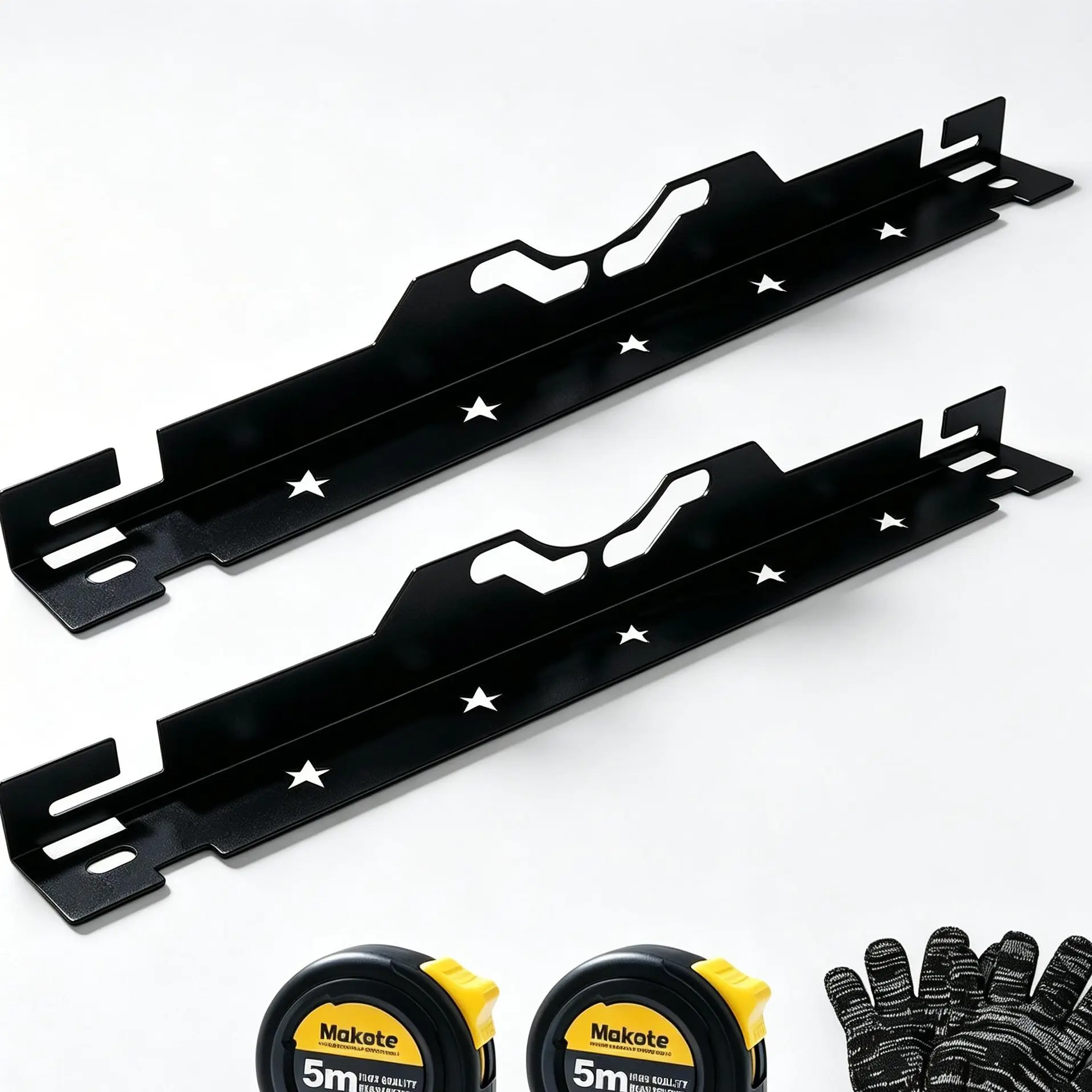 Rugged & Durable Car Repair Wheel Alignment Tool Kit - Toe Plates, Dual Measuring Tapes, Dual Slots, 14.5mm Bolt Holes, Tool-Free Setup & Storage, Wall-Mount Compatible, Precision Alignment for Cars, SUVs, Wide Vehicle Fit, Garage Use