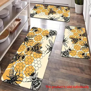Bee & Honeycomb Pattern Indoor Carpet, Non-slip Soft Floor Mat, Decorative Area Rug for Home Living Room Bedroom Kitchen, Home Decor Rugs, Home Decor