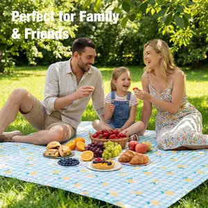 Waterproof Picnic Blanket for Family & Friends, Extra Large Outdoor Mat with Soft Padded Layer, Foldable & Portable Design with Carry Handle, Sandproof & Moisture-Resistant, Ideal for Beach, Park, Camping, Travel, Backyard Gatherings andOutdoor Activities