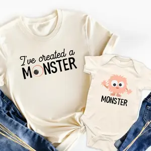 Monster Family Matching Shirts, Little Monster, Mom and Daughter T-Shirt, Dad and Son Tshirts, Mommy and Me, Daddy and Me, Gift for Mom Dad Flash Sale T-Shirt Trio Comfortable Unisex T-shirt women s short sleeve top Flash Sale S to 6X Women's T-shirt