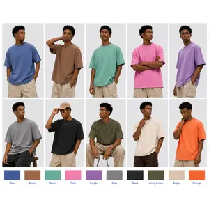 Oversized Tshirts Unisex Gym Vintage Heavyweight T Shirts 100% Cotton Workout Acid Wash Baggy Tees