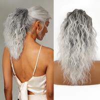 18inch-Sliver Mix Gray Claw clip Ponytails