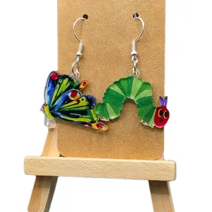 Dangle Caterpillar Earrings - Fun Quirky Design, Lightweight High-Quality Materials, Boho Style Non Tarnish Costume Jewelry Accessories